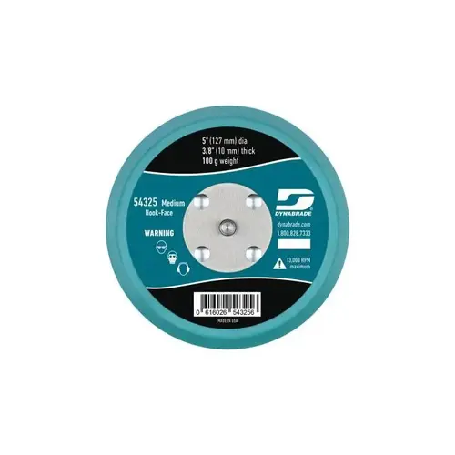 Sanding Disc Backing Pad - Hook & Loop Attachment - Medium Density - 5" Diameter - Hook, Short, Non-Vacuum, 3/8" Sanding Disc Backing Pad - Hook & Loop Attachment - Medium Density - 5" Diameter - Hook, Short, Non-Vacuum, 3/8"