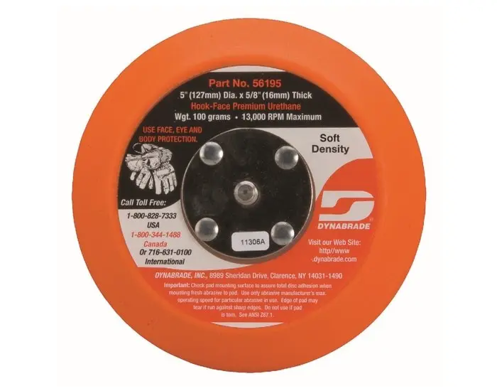 Dynabrade Sanding Disc Backing Pad - Hook & Loop Attachment - Soft Density - 5 Diameter - Hook Short Non-Vacuum 5/8 56195 Dynabrade Sanding Disc Backing Pad - Hook & Loop Attachment - Soft Density - 5 Diameter - Hook Short Non-Vacuum 5/8 56195