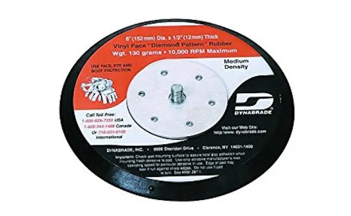 Dynabrade Sanding Disc Backing Pad - PSA Attachment - Medium Density - 6 Diameter - Rubber Diamond Vacuum 1/2 50633 Dynabrade Sanding Disc Backing Pad - PSA Attachment - Medium Density - 6 Diameter - Rubber Diamond Vacuum 1/2 50633
