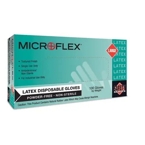 General Purpose Disposable Gloves, Large, Natural Rubber Latex, Natural