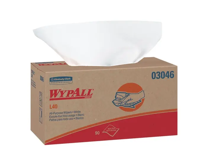 WypAll L40 Series Pop-Up Box Towel 10 x 10.8 in 90 Double Re-Creped White 1 Plys 03046