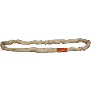 Lift-All EN120X5 Round Sling: 1.88" Wide, 5 ft Long, 5.30 Ton Vertical, Polyester Tan