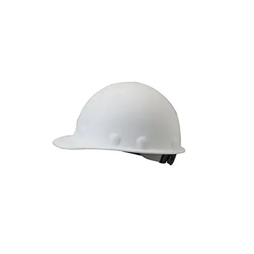 Metal White Thermoplastic Cap Style Hard Hat - 8-Point Suspension - Ratchet/Quick Lock Adjustment