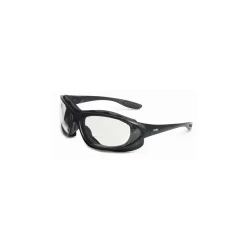 Polycarbonate Magnifying Reader Safety Glasses Clear Lens - Black Frame - Full Frame