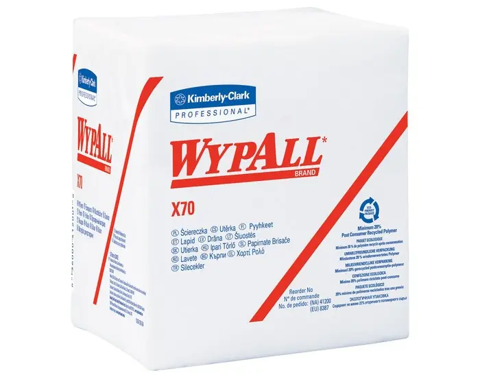 Kimberly-Clark X70 White Hydroknit Wiper - 1/4 Fold - Box - 76 sheets per pack - 12.5 Overall Length - 12 Width 41200