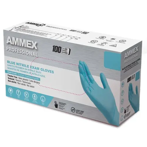 Blue Medium Powder Free Disposable Gloves - Exam Grade - Textured Finish Blue Medium Powder Free Disposable Gloves - Exam Grade - Textured Finish