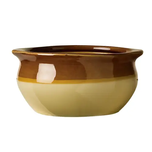 BEDROCK OVENWARE 12 oz Caramel/Beige Onion Soup Crock 5 1/8 BEDROCK OVENWARE 12 oz Caramel/Beige Onion Soup Crock 5 1/8