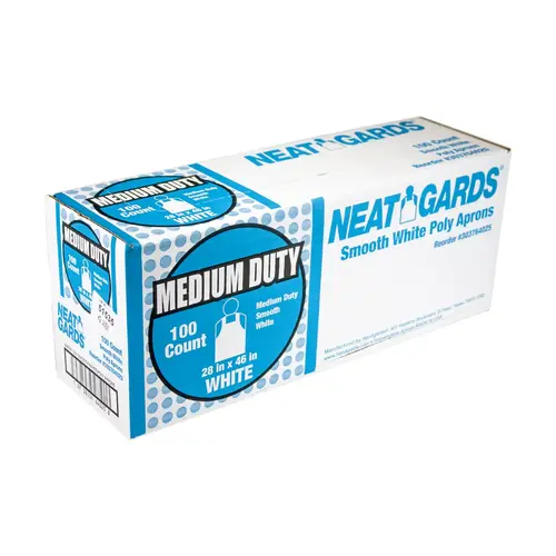 Neatgards Medium Duty Smooth White Poly Apron, 100 Each Neatgards Medium Duty Smooth White Poly Apron, 100 Each