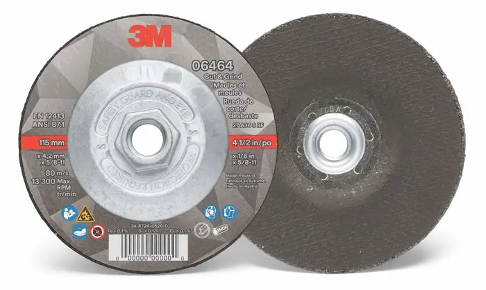3M Quick Change Standard (Type 27) Ceramic Cut & Grind Wheel - 4 1/2 Diameter - 1/8 Thick 60440358061 3M Quick Change Standard (Type 27) Ceramic Cut & Grind Wheel - 4 1/2 Diameter - 1/8 Thick 60440358061