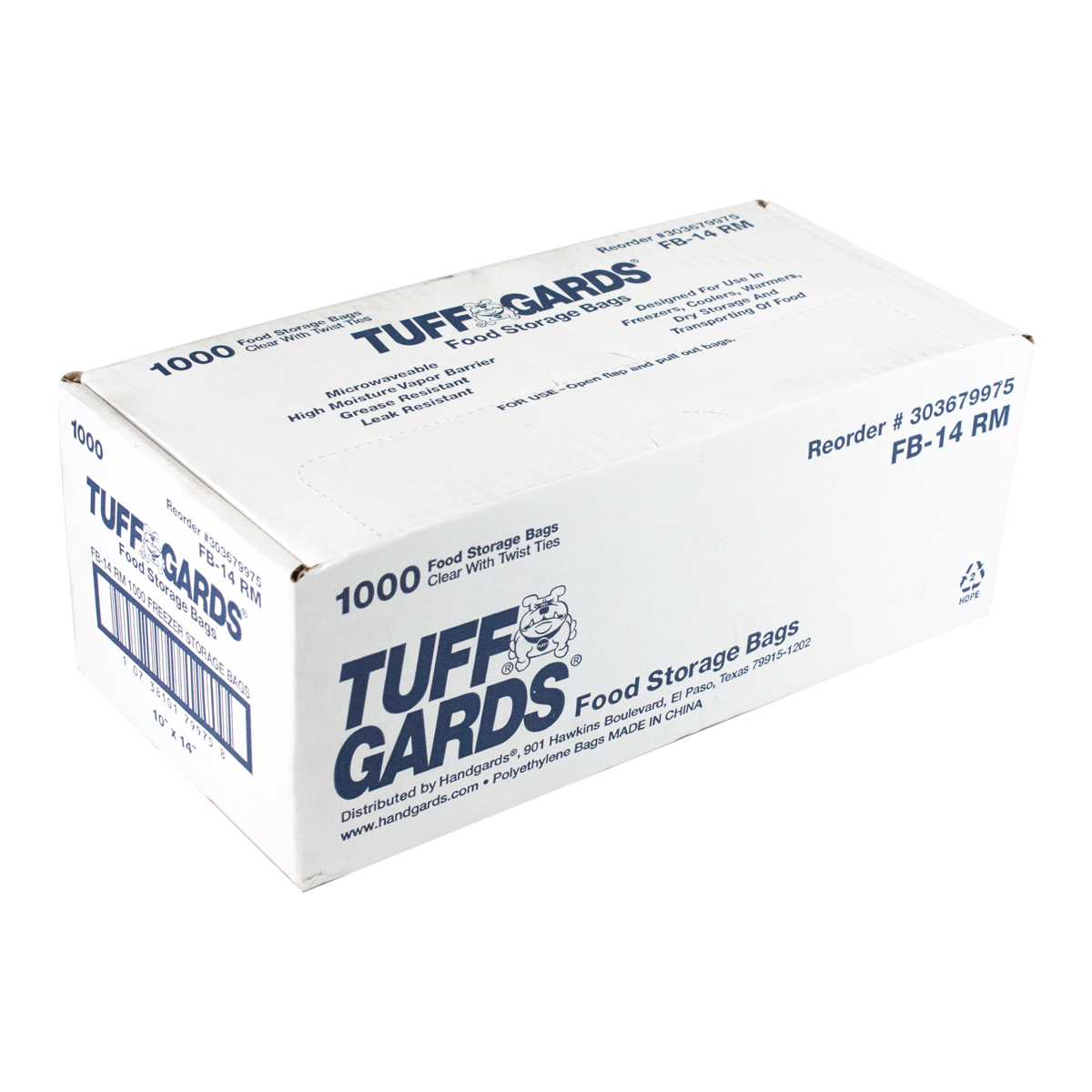TUFFGARDS 303679975 Tuffgards Freezer Bag Roll 10X14 IN PE Clear With Ties - pack of 1000