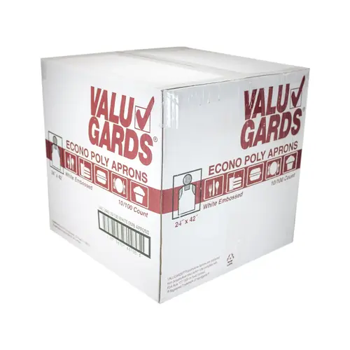 APRON ECONOMY POLY EMBOSSED WHITE LIGHT DUTY 24X42 APRON ECONOMY POLY EMBOSSED WHITE LIGHT DUTY 24X42