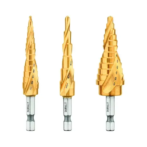 Step Drill Bit Set - Split Point - Titanium - 1/4" Shank Step Drill Bit Set - Split Point - Titanium - 1/4" Shank