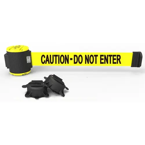 Magnetic-Mount Retractable Belt Barrier: Black & Yellow, 30 ft Belt Barrier Length Magnetic-Mount Retractable Belt Barrier: Black & Yellow, 30 ft Belt Barrier Length