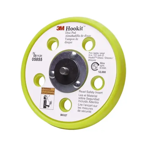 Dust Control Regular Disc Pad Holder, 5 in Dia, M8 x 1.25 mm Arbor, Hook and Loop Attachment Yellow Dust Control Regular Disc Pad Holder, 5 in Dia, M8 x 1.25 mm Arbor, Hook and Loop Attachment Yellow