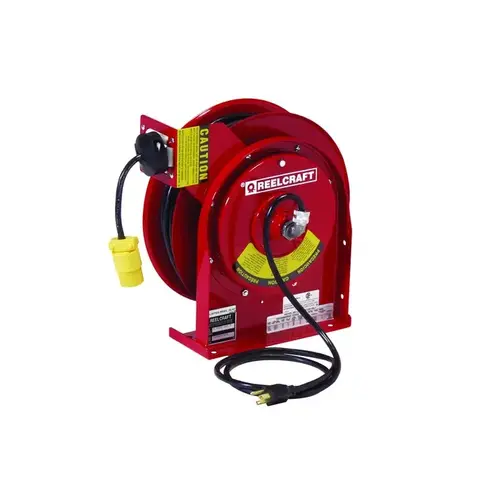 L Series Cord Reel - 45 ft Cable Included - Spring Drive - 15 Amps - 125V - Single Outlet - 12 AWG Red