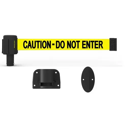 Wall-Mount Retractable Belt Barrier: Black & Yellow, 15 ft Belt Barrier Length Wall-Mount Retractable Belt Barrier: Black & Yellow, 15 ft Belt Barrier Length