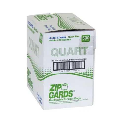 ZIPGARD FREEZER BAG QUART 2.7MIL ZIPGARD FREEZER BAG QUART 2.7MIL