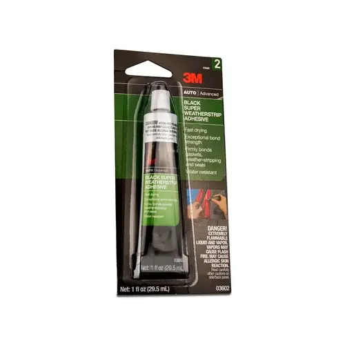 Weatherstrip Adhesive, Liquid, Sweet Petroleum, Heavy Black, 1 oz Tube Weatherstrip Adhesive, Liquid, Sweet Petroleum, Heavy Black, 1 oz Tube