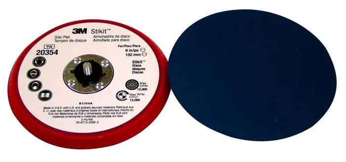 3M 203 Series Regular Low Profile Disc Pad 6 in Dia 5/16 in - 11 TPI Arbor PSA Attachment Blue/Red 20354