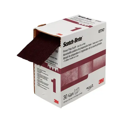 Primer Prep Scuff Pad, 4-3/4 in W x 15 ft L, Very Fine, Maroon