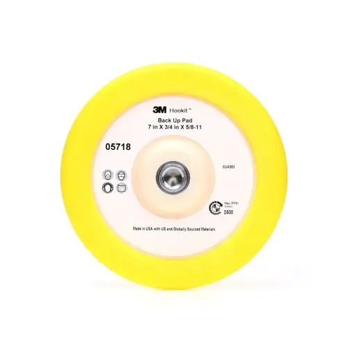 Face Plate Back-Up Pad, 7 in Dia, 5/16 in - 11 TPI Arbor Yellow Face Plate Back-Up Pad, 7 in Dia, 5/16 in - 11 TPI Arbor Yellow