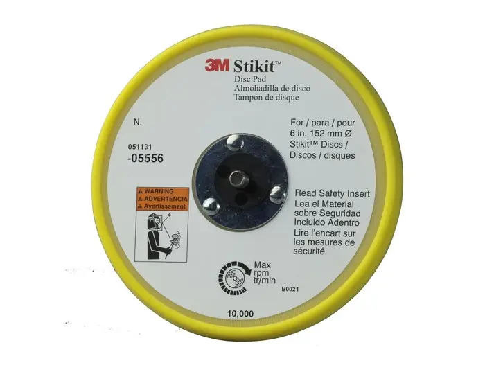 3M Low Profile Disc Pad 6 in Dia 5/16 in - 24 TPI Arbor PSA Attachment Yellow 05556 3M Low Profile Disc Pad 6 in Dia 5/16 in - 24 TPI Arbor PSA Attachment Yellow 05556