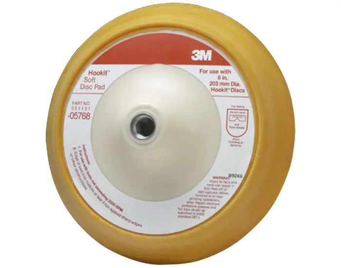 3M 45 deg Disc Pad 8 in Dia 5/8 in - 11 TPI Arbor Hook and Loop Attachment Orange 05768