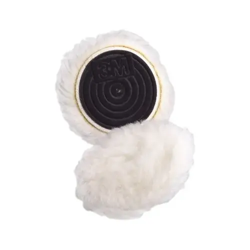 Single Sided Regular Knit Buffing Pad, 3 in Dia, Hook and Loop Attachment, Wool Pad, White Single Sided Regular Knit Buffing Pad, 3 in Dia, Hook and Loop Attachment, Wool Pad, White