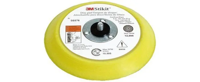 3M Plain Back-Up Pad 6 in Dia 5/16 in - 24 TPI Arbor PSA Attachment Yellow 05576