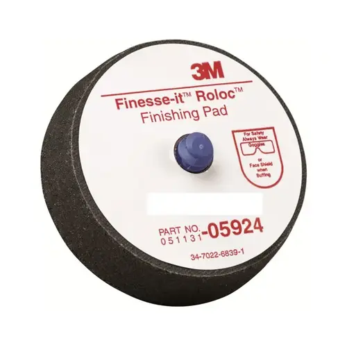 Single Sided Finishing Pad, 3 in Dia, Foam Pad, Black Single Sided Finishing Pad, 3 in Dia, Foam Pad, Black