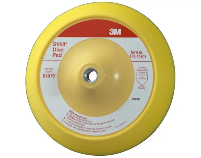 3M 0 Back-Up Pad 8 in Dia 5/8 in - 11 TPI Arbor PSA Attachment Yellow 5579