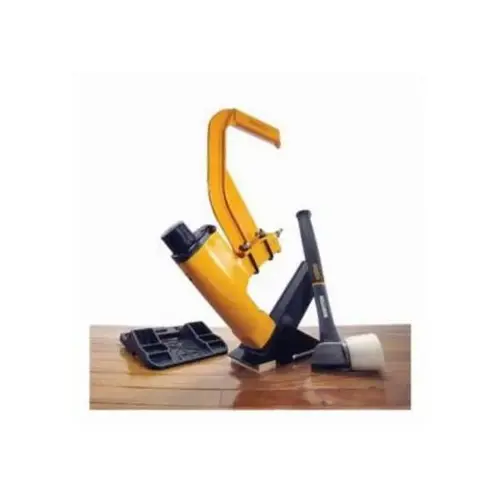 Flooring Stapler Kit, 1/2 in W Crown, 1-1/2 to 2 in L Leg, 92 Magazine, 420 in-lb Air Black/Gold Flooring Stapler Kit, 1/2 in W Crown, 1-1/2 to 2 in L Leg, 92 Magazine, 420 in-lb Air Black/Gold