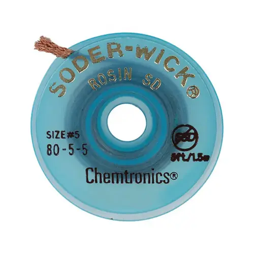 # Brown Rosin Flux Core Desoldering Braid - 5 ft Length - 0.145" Diameter - Rosin Flux Core