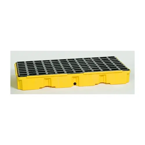 Yellow/Black High Density Polyethylene 5000 lb 30 gal Spill Pallet - Supports 2 Drums - 26 1/4" Width - 51 1/2" Length - 6 1/2" Height Yellow/Black High Density Polyethylene 5000 lb 30 gal Spill Pallet - Supports 2 Drums - 26 1/4" Width - 51 1/2" Length - 6 1/2" Height