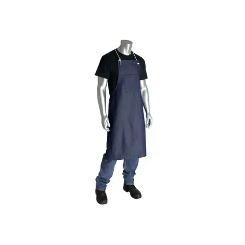 Blue Universal Denim Reusable Apron - 1 Pockets - 28" Width - 38" Length Blue Universal Denim Reusable Apron - 1 Pockets - 28" Width - 38" Length