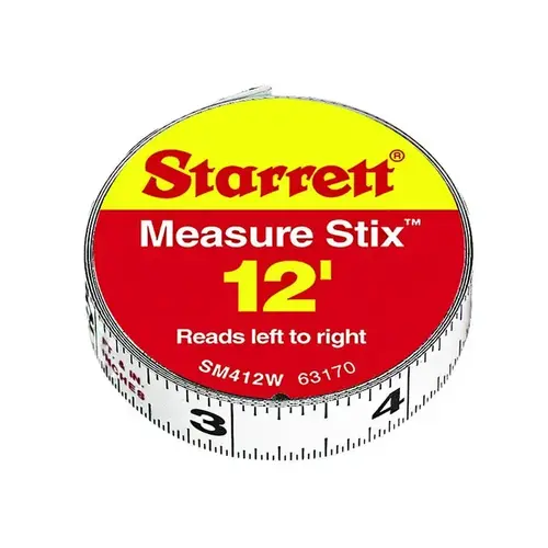 12 Ft. SAE Steel Self Adhesive Measuring Tape (Left-to-Right) White 12 Ft. SAE Steel Self Adhesive Measuring Tape (Left-to-Right) White