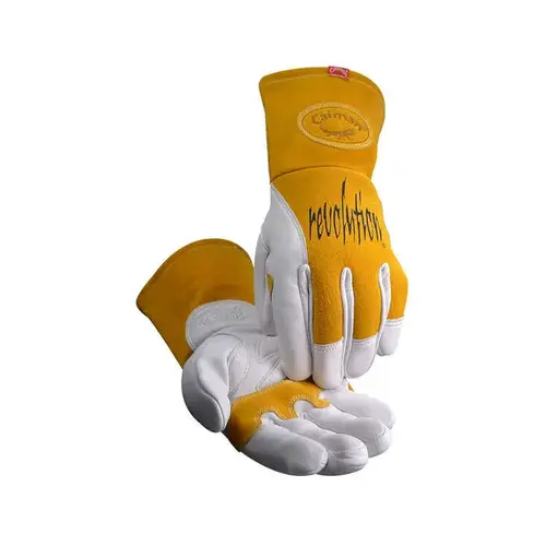 Welding Gloves: Size 2X-Large, Uncoated, Grain Cowhide Leather & Split Cowhide Leather, Multi-Task Welding Application Gold Pair