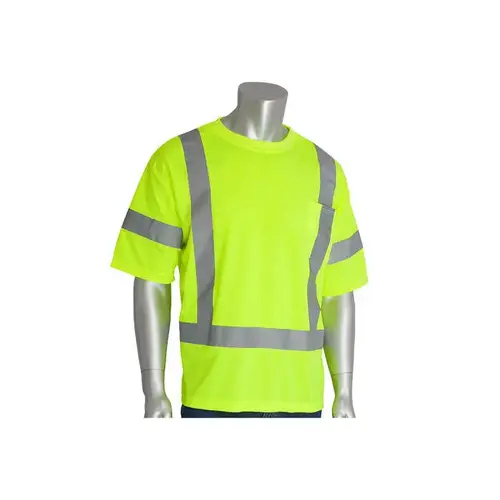 313-CNTSELY Yellow Polyester High Visibility Shirt - T-Shirt - ANSI Class 3 Rating - Fits 61" Chest - 35" Length