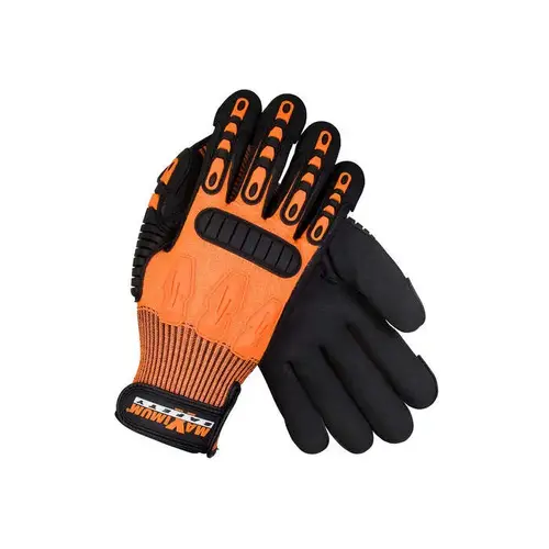120-5150 Orange XL HPPE Glove - Nitrile Palm & Fingers Coating - 11" Length Pair