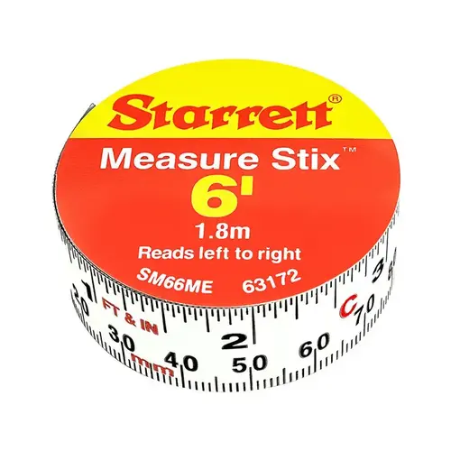 6 Ft. SAE/Metric Steel Self Adhesive Measuring Tape (Left-to-Right) White