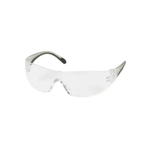 250-27 Universal Polycarbonate Magnifying Reader Safety Glasses Clear Lens - Clear Frame - +1.25 Diopter