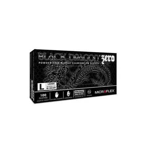 BD-1003-NPF General Purpose Disposable Exam Gloves, Large, Nitrile, Black