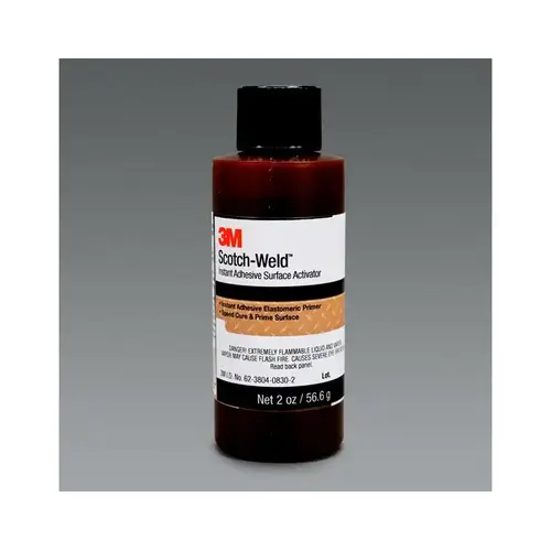 Solvent-Based Instant Adhesive Surface Activator, 2 oz Bottle, Thin Liquid, Clear/Light Amber
