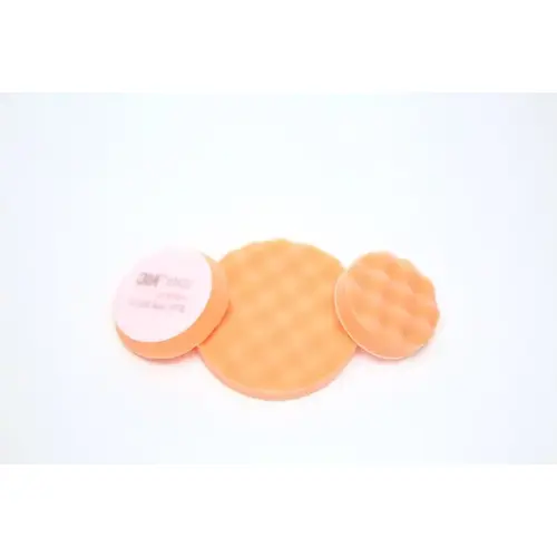 Single Sided Regular Buffing Pad, 3-1/4 in Dia, Hook and Loop Attachment, Foam Pad, Orange