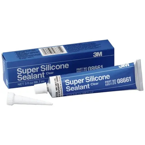 1-Component Super Silicone Seal, 3 oz Tube, Paste, Clear, 24 hr Curing 1-Component Super Silicone Seal, 3 oz Tube, Paste, Clear, 24 hr Curing