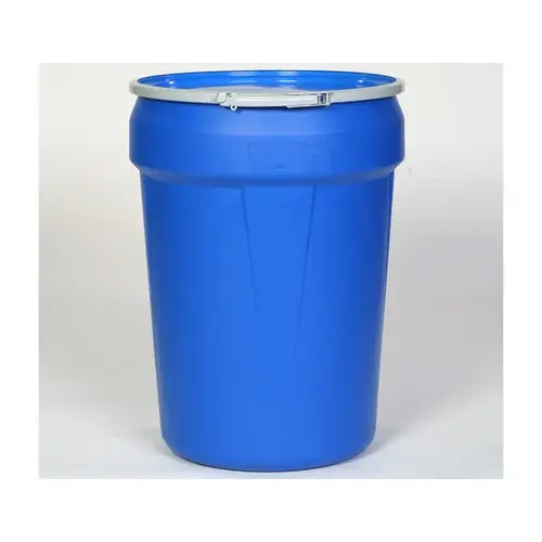 Blue High Density Polyethylene 55 gal Spill Containment Drum - 39 1/8" Height - 23 3/4" (Top), 19 3/8" (bottom) Overall Diameter Blue High Density Polyethylene 55 gal Spill Containment Drum - 39 1/8" Height - 23 3/4" (Top), 19 3/8" (bottom) Overall Diameter
