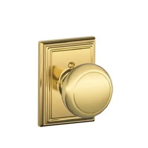 Andover Knob with Addison Rose Half Dummy Bright Brass Finish