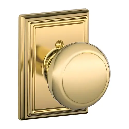Andover Knob with Addison Rose Half Dummy Bright Brass Finish Andover Knob with Addison Rose Half Dummy Bright Brass Finish