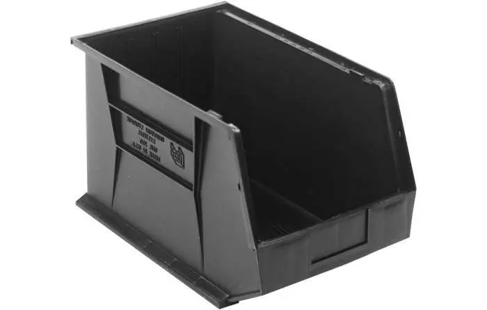 QUANTUM STORAGE SYSTEMS 75 lb Black Polypropylene Hanging / Stacking Stack Bin - 18 Length - 11 Width - 10 Height - pack of 4 QUS260BK