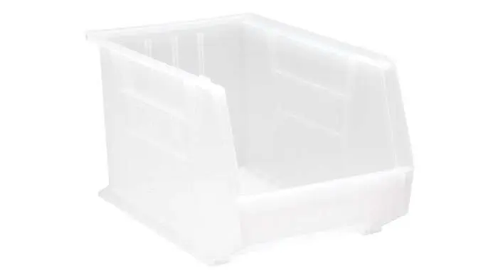 QUANTUM STORAGE SYSTEMS 75 lb Clear Polypropylene Hanging / Stacking Stack Bin - 18 Length - 11 Width - 10 Height - pack of 4 QUS260CL